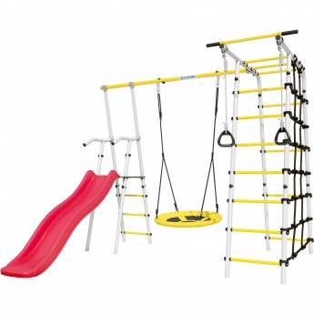 Детский спортивный комплекс для дачи ROMANA БОГАТЫРЬ серый/желтый с качелями гнездо Детский спортивный комплекс для дачи ROMANA БОГАТЫРЬ серый/желтый с качелями гнездо