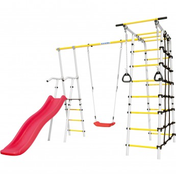 Детский спортивный комплекс для дачи ROMANA БОГАТЫРЬ серый/желтый с пластиковыми качелями Детский спортивный комплекс для дачи ROMANA БОГАТЫРЬ серый/желтый с пластиковыми качелями