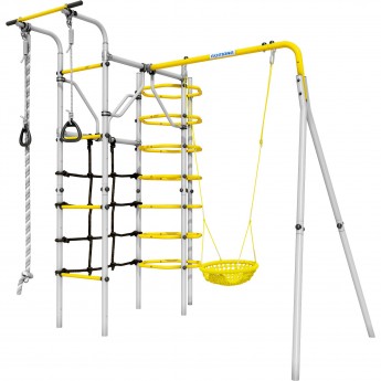 Детский спортивный комплекс для дачи ROMANA КОСМОС желтый/серый с детскими качелями Детский спортивный комплекс для дачи ROMANA КОСМОС желтый/серый с детскими качелями