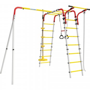 Детский спортивный комплекс для дачи ROMANA ВЕСЕЛАЯ ЛУЖАЙКА - 2 красный/желтый/белый с качелями Диск