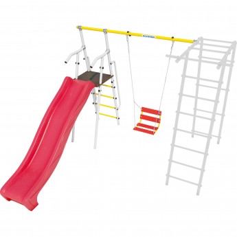 Дополнительный комплект с горкой 1200 мм к дачному комплексу ROMANA для высоты балки качелей 2050 мм белый/красный/желтый цепные качели