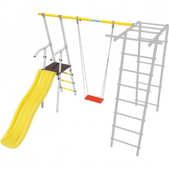 Дополнительный комплект с горкой к дачному комплексу ROMANA для высоты балки качелей 2050 мм фанерные качели желтый/белый Дополнительный комплект с горкой к дачному комплексу ROMANA для высоты балки качелей 2050 мм фанерные качели желтый/белый
