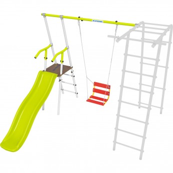 Дополнительный комплект с горкой к дачному комплексу ROMANA, только для высоты балки качелей 2050 мм, салатовый/белый, цепные качели