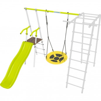 Дополнительный комплект с горкой к дачному комплексу ROMANA, только для высоты балки качелей 2050 мм, салатовый/белый, качели гнездо